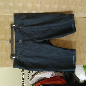 Dark jean shorts, medium weight, good stitching
